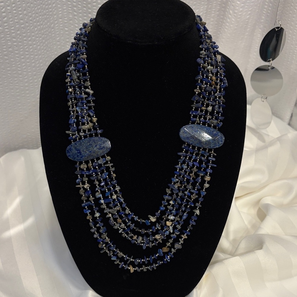 Chico’s Elegant Blue Lapiz Necklace - Picture 1 of 3